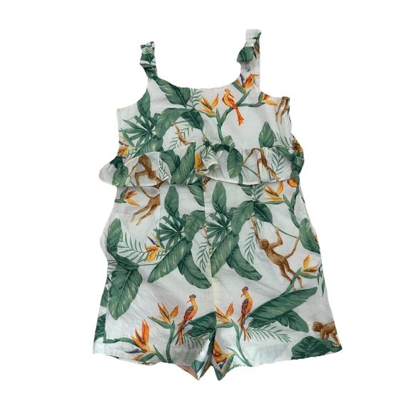 Girls Janie & Jack White Tropical Print Romper Size 3 - Picture 1 of 4